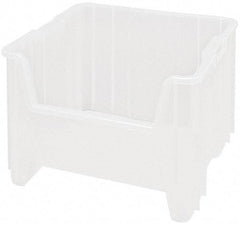 Quantum Storage - 17-1/2" Deep, Clear Polypropylene Hopper Stacking Bin - 12-1/2" High x 16-1/2" Wide x 17-1/2" Long - Apex Tool & Supply