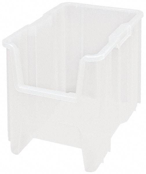 Quantum Storage - 17-1/2" Deep, Clear Polypropylene Hopper Stacking Bin - 12-1/2" High x 10-7/8" Wide x 17-1/2" Long - Apex Tool & Supply