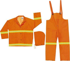 MCR Safety - Size 5XL, Orange, Rain Three Piece Suit - Detachable Hood, Take Up Snaps Ankle, Take Up Snaps Wrist - Apex Tool & Supply