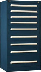Vidmar - 9 Drawer, Modular Storage Cabinet - Steel, 30" Wide x 27-3/4" Deep x 59" High, Dark Blue - Apex Tool & Supply