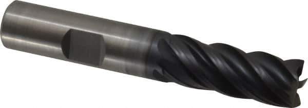 Kennametal - 1/2", 1-1/4" LOC, 1/2" Shank Diam, 3" OAL, 5 Flute, Solid Carbide Square End Mill - Single End, AlTiN Finish, Spiral Flute, Variable° Helix, Right Hand Cut, Right Hand Flute, Series UCDE - Apex Tool & Supply