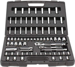 Stanley - 75 Piece 1/4 & 3/8" Drive Standard Deep Socket Set - 3/16 to 13/16", 4 to 19mm, Inch/Metric Measurement Standard - Apex Tool & Supply