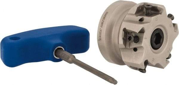 Iscar - 5 Inserts, 2" Cut Diam, 3/4" Arbor Diam, 0.492" Max Depth of Cut, Indexable Square-Shoulder Face Mill - 0/90° Lead Angle, 1.57" High, T490 LN.. 1306 Insert Compatibility, Through Coolant, Series Helitang - Apex Tool & Supply