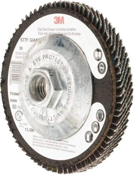 3M - Flap Disc - Polyester Backing, Arbor Attaching System - Apex Tool & Supply