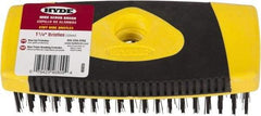 Hyde Tools - Wire Surface Preparation Brush - 1-1/4" Bristle Length, 3/4" Wide, Plastic Overmold Handle - Apex Tool & Supply