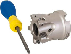 Iscar - 5 Inserts, 1-1/2" Cut Diam, 3/4" Arbor Diam, 0.315" Max Depth of Cut, Indexable Square-Shoulder Face Mill - 0/90° Lead Angle, 1.57" High, H490 AN.X 09 Insert Compatibility, Through Coolant, Series Helido - Apex Tool & Supply