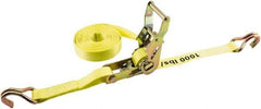 Erickson Manufacturing - 15' Long x 1" Wide, 3,000 Lb Basket Capacity, Polyester Web Sling - Yellow - Apex Tool & Supply