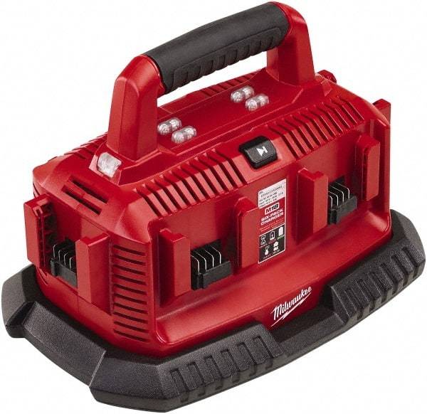 Milwaukee Tool - 18 Volt, 6 Battery Lithium-Ion Power Tool Charger - 30 min to 1 hr to Charge, Pass Through Plug Power Source - Apex Tool & Supply