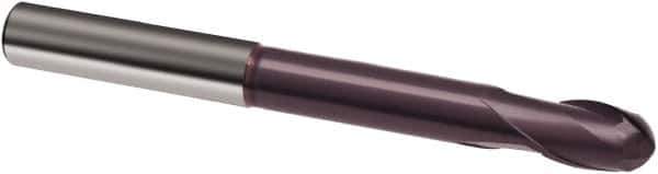 Guhring - 1/2" Diam, 1/2" LOC, 2 Flute Solid Carbide Ball End Mill - FIREX Finish, 4-1/2" OAL, 1/2" Shank Diam - Apex Tool & Supply