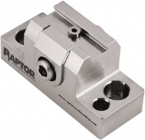 Raptor Workholding - 1-1/4" High x 1" Wide x 2-1/2" Long Dovetail Vise - 3/8" Jaw Opening Capacity, 1/8" High x 1-1/4" Wide Jaw, For 4 & 5 Axis Workholding Systems - Apex Tool & Supply