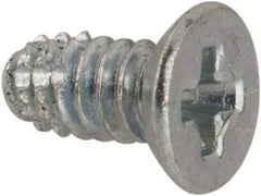 Value Collection - #4-40 UNC Thread, 1/4" OAL, #1 Phillips Drive Steel Thread Cutting Screw - Flat Undercut Head, Grade 1016-1024, Point Type F, Zinc-Plated Finish - Apex Tool & Supply