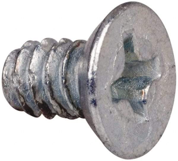 Value Collection - #6-32 UNC Thread, 1/4" OAL, #2 Phillips Drive Steel Thread Cutting Screw - Flat Undercut Head, Grade 1016-1024, Point Type F, Zinc-Plated Finish - Apex Tool & Supply