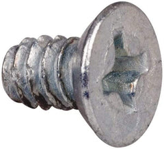Value Collection - #6-32 UNC Thread, 1/4" OAL, #2 Phillips Drive Steel Thread Cutting Screw - Flat Undercut Head, Grade 1016-1024, Point Type F, Zinc-Plated Finish - Apex Tool & Supply