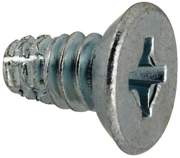 Value Collection - #10-24 UNC Thread, 3/8" OAL, #2 Phillips Drive Steel Thread Cutting Screw - Flat Undercut Head, Grade 1016-1024, Point Type F, Zinc-Plated Finish - Apex Tool & Supply