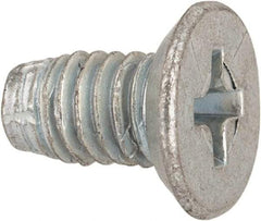 Value Collection - #10-32 UNF Thread, 3/8" OAL, #2 Phillips Drive Steel Thread Cutting Screw - Flat Undercut Head, Grade 1016-1024, Point Type F, Zinc-Plated Finish - Apex Tool & Supply