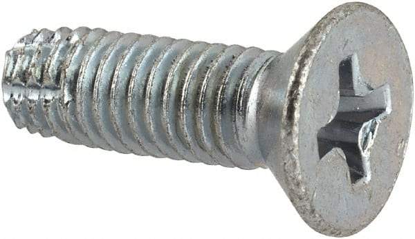 Value Collection - #10-32 UNF Thread, 5/8" OAL, #2 Phillips Drive Steel Thread Cutting Screw - Flat Head, Grade 1016-1024, Point Type F, Zinc-Plated Finish - Apex Tool & Supply