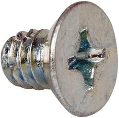 Value Collection - 1/4-20 UNC Thread, 3/8" OAL, #3 Phillips Drive Steel Thread Cutting Screw - Flat Undercut Head, Grade 1016-1024, Point Type F, Zinc-Plated Finish - Apex Tool & Supply