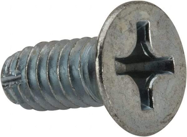 Value Collection - 1/4-20 UNC Thread, 5/8" OAL, #3 Phillips Drive Steel Thread Cutting Screw - Flat Head, Grade 1016-1024, Point Type F, Zinc-Plated Finish - Apex Tool & Supply