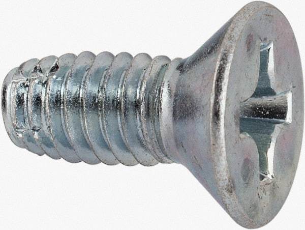 Value Collection - 5/16-18 UNC Thread, 3/4" OAL, #4 Phillips Drive Steel Thread Cutting Screw - Flat Head, Grade 1016-1024, Point Type F, Zinc-Plated Finish - Apex Tool & Supply