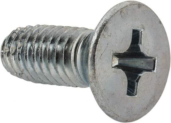 Value Collection - 3/8-16 UNC Thread, 1" OAL, #4 Phillips Drive Steel Thread Cutting Screw - Flat Head, Grade 1016-1024, Point Type F, Zinc-Plated Finish - Apex Tool & Supply