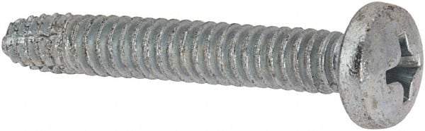 Value Collection - #10-24 UNC Thread, 1-1/4" Length Under Head, #2 Phillips Drive Steel Thread Cutting Screw - Pan Head, Grade 1016-1024, Point Type F, Zinc-Plated Finish - Apex Tool & Supply