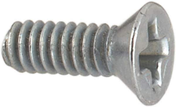 Value Collection - #2-56 UNC, 1/4" OAL Phillips Drive Machine Screw - Flat Head, Grade J82 Steel, Zinc-Plated Finish, Without Washer - Apex Tool & Supply