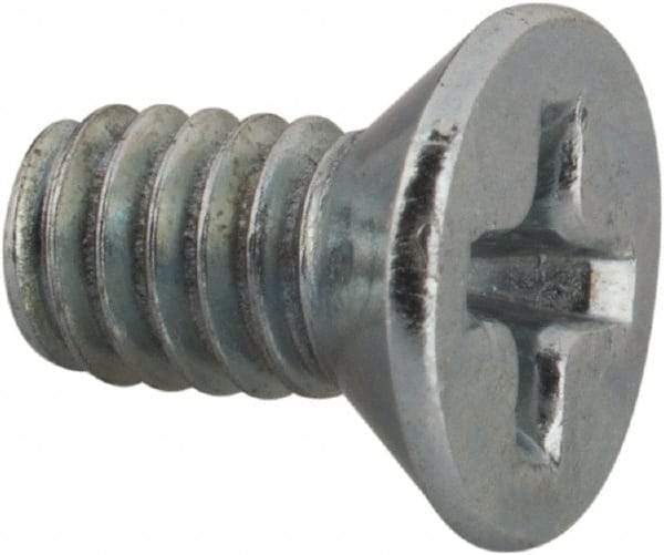 Value Collection - #8-32 UNC, 5/16" OAL Phillips Drive Machine Screw - Flat Head, Grade J82 Steel, Zinc-Plated Finish, Without Washer - Apex Tool & Supply