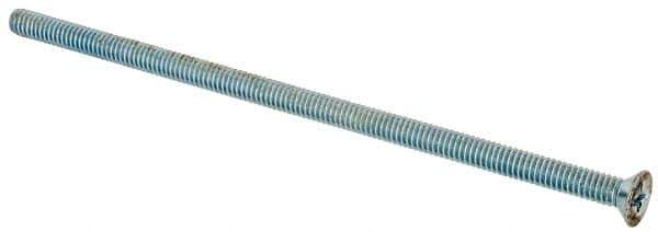 Value Collection - #8-32 UNC, 4" OAL Phillips Drive Machine Screw - Flat Head, Grade J82 Steel, Zinc-Plated Finish, Without Washer - Apex Tool & Supply