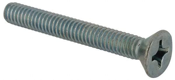 Value Collection - #12-24 UNC, 1-3/4" OAL Phillips Drive Machine Screw - Flat Head, Grade J82 Steel, Zinc-Plated Finish, Without Washer - Apex Tool & Supply