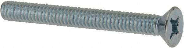 Value Collection - #12-24 UNC, 2" OAL Phillips Drive Machine Screw - Flat Head, Grade J82 Steel, Zinc-Plated Finish, Without Washer - Apex Tool & Supply