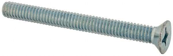 Value Collection - #12-24 UNC, 2-1/4" OAL Phillips Drive Machine Screw - Flat Head, Grade J82 Steel, Zinc-Plated Finish, Without Washer - Apex Tool & Supply