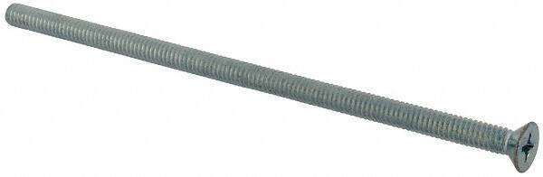 Value Collection - 1/4-20 UNC, 6" OAL Phillips Drive Machine Screw - Flat Head, Grade J82 Steel, Zinc-Plated Finish, Without Washer - Apex Tool & Supply