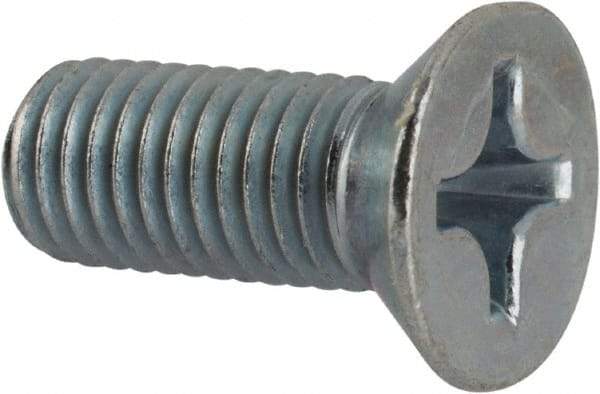 Value Collection - 1/4-28 UNF, 5/8" OAL Phillips Drive Machine Screw - Flat Head, Grade J82 Steel, Zinc-Plated Finish, Without Washer - Apex Tool & Supply