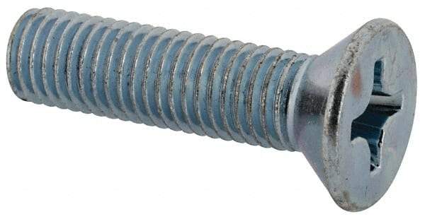 Value Collection - 1/4-28 UNF, 1" OAL Phillips Drive Machine Screw - Flat Head, Grade J82 Steel, Zinc-Plated Finish, Without Washer - Apex Tool & Supply