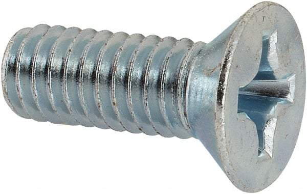 Value Collection - 5/16-18 UNC, 7/8" OAL Phillips Drive Machine Screw - Flat Head, Grade J82 Steel, Zinc-Plated Finish, Without Washer - Apex Tool & Supply