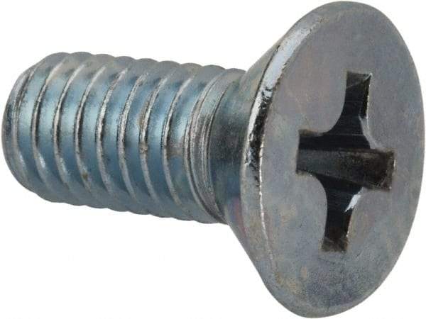 Value Collection - 3/8-16 UNC, 7/8" OAL Phillips Drive Machine Screw - Flat Head, Grade J82 Steel, Zinc-Plated Finish, Without Washer - Apex Tool & Supply
