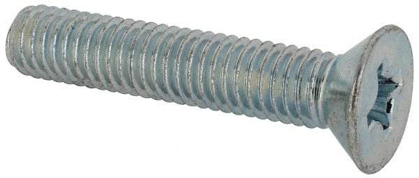Value Collection - 3/8-16 UNC, 2" OAL Phillips Drive Machine Screw - Flat Head, Grade J82 Steel, Zinc-Plated Finish, Without Washer - Apex Tool & Supply