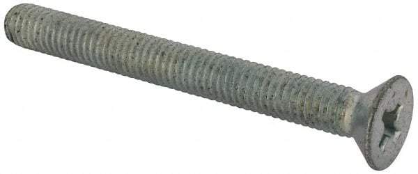 Value Collection - 3/8-16 UNC, 3-1/2" OAL Phillips Drive Machine Screw - Flat Head, Grade J82 Steel, Zinc-Plated Finish, Without Washer - Apex Tool & Supply