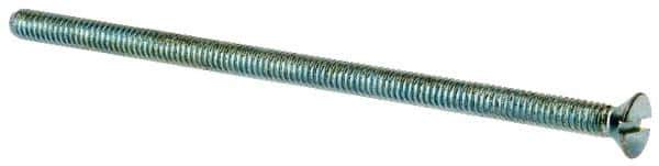 Value Collection - #8-32 UNC, 3-1/2" OAL Slotted Drive Machine Screw - Flat Head, Grade J82 Steel, Zinc-Plated Finish, Without Washer - Apex Tool & Supply