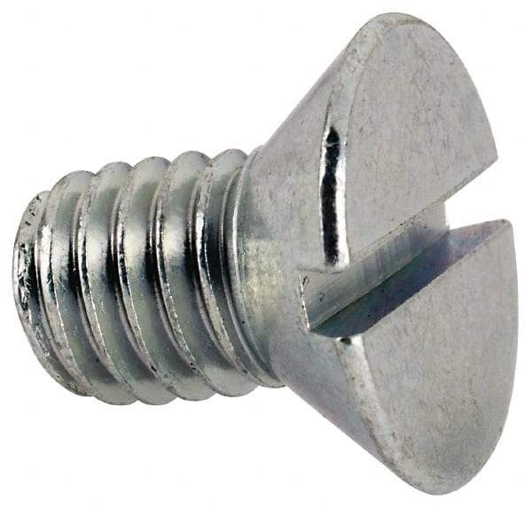 Value Collection - 3/8-16 UNC, 5/8" OAL Slotted Drive Machine Screw - Flat Head, Grade J82 Steel, Zinc-Plated Finish, Without Washer - Apex Tool & Supply