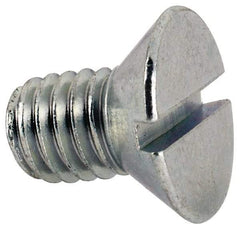 Value Collection - 3/8-16 UNC, 5/8" OAL Slotted Drive Machine Screw - Flat Head, Grade J82 Steel, Zinc-Plated Finish, Without Washer - Apex Tool & Supply