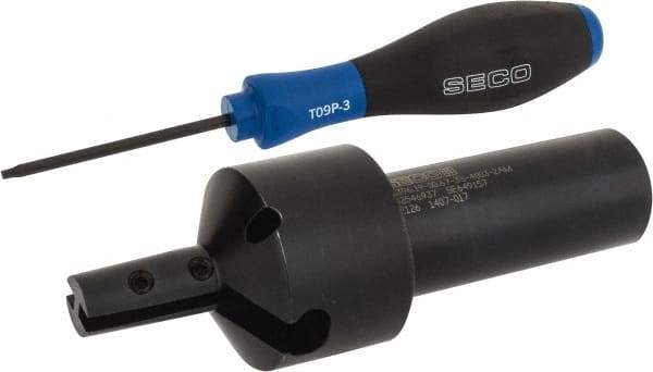 Seco - 0.67" Cut Diam, 0.98" Max Depth of Cut, 1" Shank Diam, Indexable Thread Mill - 40mm Insert Size, 2 Inserts, Toolholder Style R396.19, 4.55" OAL - Apex Tool & Supply