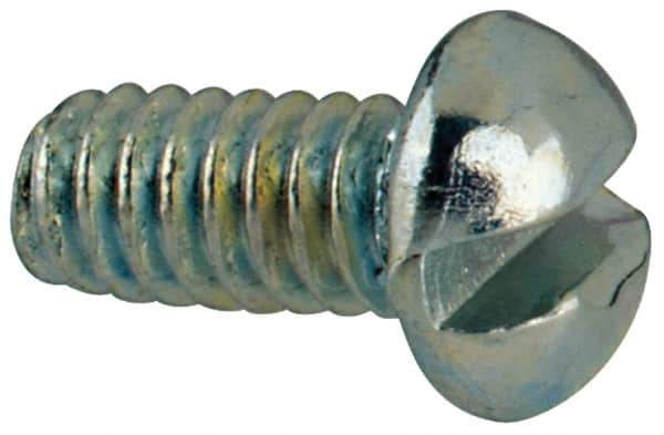 Value Collection - #2-56 UNC, 3/16" Length Under Head Slotted Drive Machine Screw - Round Head, Grade J82 Steel, Zinc-Plated Finish, Without Washer - Apex Tool & Supply