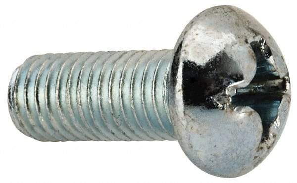 Value Collection - 1/4-28 UNF, 5/8" Length Under Head Phillips Drive Machine Screw - Round Head, Grade J82 Steel, Zinc-Plated Finish, Without Washer - Apex Tool & Supply
