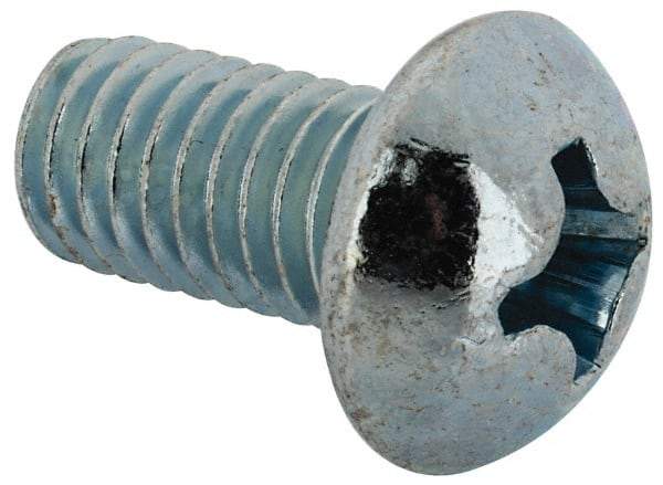 Value Collection - 3/8-16 UNC, 3/4" Length Under Head Phillips Drive Machine Screw - Round Head, Grade J82 Steel, Zinc-Plated Finish, Without Washer - Apex Tool & Supply