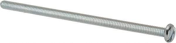 Value Collection - #8-32 UNC, 3-1/2" Length Under Head Slotted Drive Machine Screw - Pan Head, Grade J82 Steel, Zinc-Plated Finish, Without Washer - Apex Tool & Supply