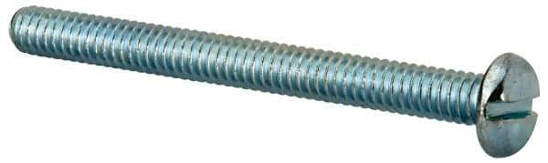 Value Collection - 1/4-20 UNC, 2-3/4" Length Under Head Slotted Drive Machine Screw - Pan Head, Grade J82 Steel, Zinc-Plated Finish, Without Washer - Apex Tool & Supply