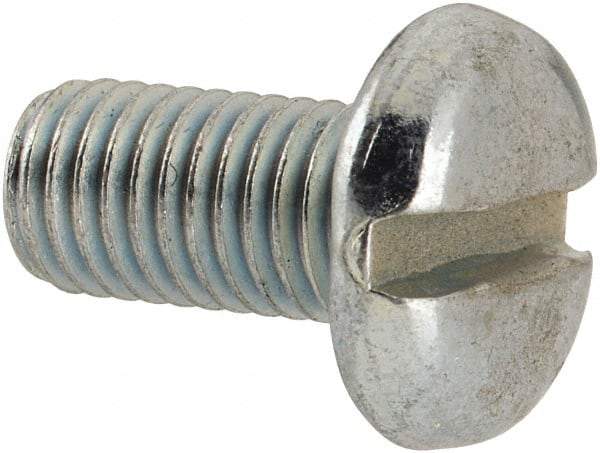 Value Collection - 1/4-28 UNF, 1/2" Length Under Head Slotted Drive Machine Screw - Pan Head, Grade J82 Steel, Zinc-Plated Finish, Without Washer - Apex Tool & Supply