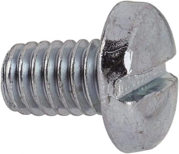 Value Collection - 5/16-18 UNC, 1/2" Length Under Head Slotted Drive Machine Screw - Pan Head, Grade J82 Steel, Zinc-Plated Finish, Without Washer - Apex Tool & Supply