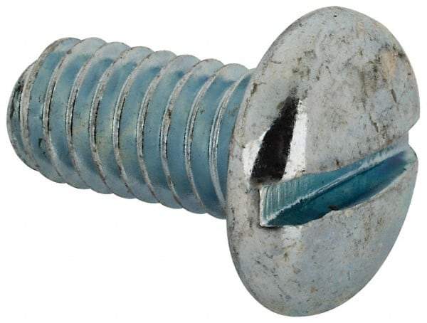 Value Collection - 5/16-18 UNC, 5/8" Length Under Head Slotted Drive Machine Screw - Pan Head, Grade J82 Steel, Zinc-Plated Finish, Without Washer - Apex Tool & Supply